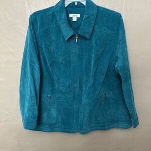 CJ Banks 3X Fall Green Plush Corduroy Blazer Jacket‎